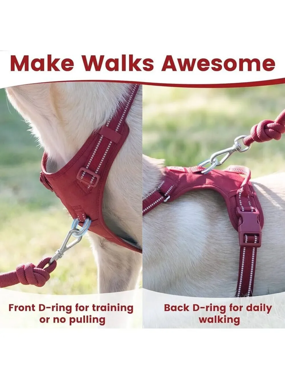 NWT Sunraymascota Burgundy Red Adjustable Dog Harness with Reflective Strips